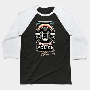 Retro Futuristic Badge of Honor: 70's Police Tribute - Funny Vintage Style Baseball T-Shirt